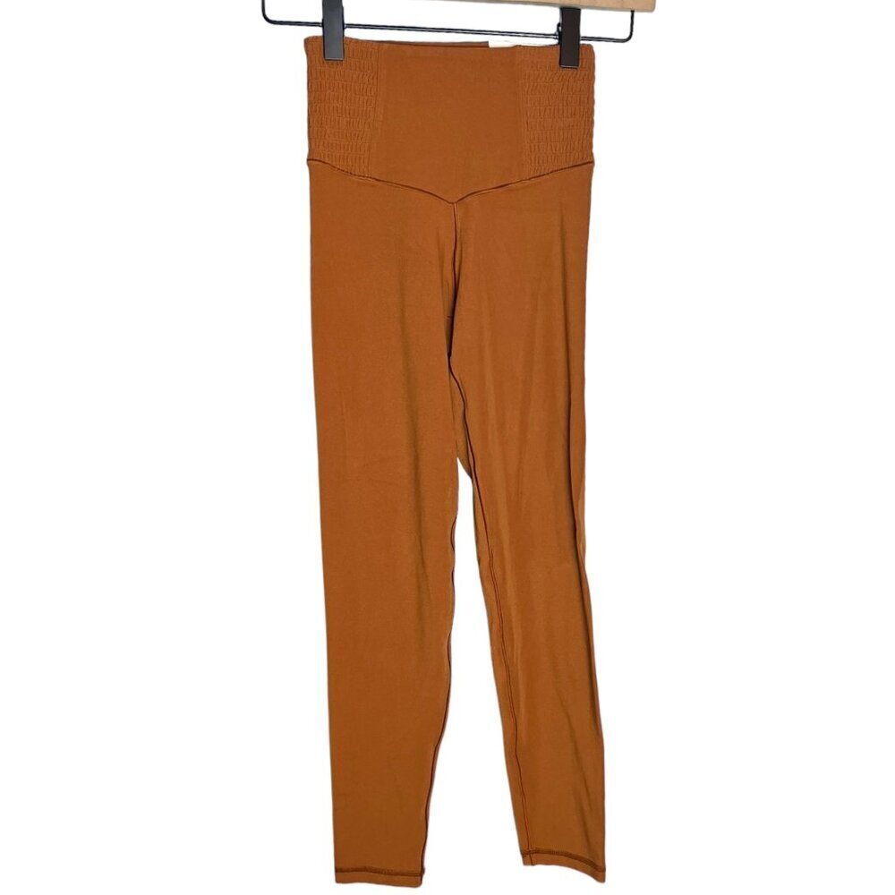 Offline By Aerie Women's XS High Waist Smocked Side Leggings Burnt Orange New